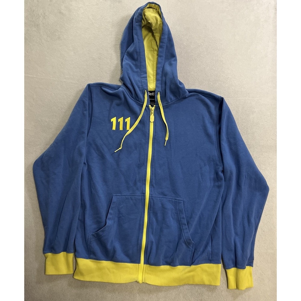 Fallout 4 Vault 111 Zip Hoodie Men's XL Blue Bethesda Official Video Game Jacket